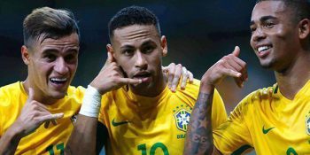 Coutinho, Neymar y Gabriel Jesus con la selección brasileña. Foto tomada de AS.