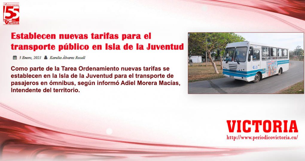 Establecen nuevas tarifas para el transporte público en Isla de la Juventud