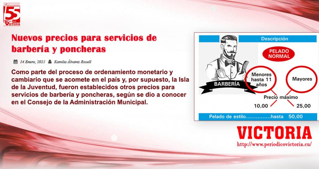Nuevos precios para servicios de barbería y poncheras