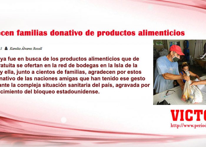Agradecen familias donativo de productos alimenticios